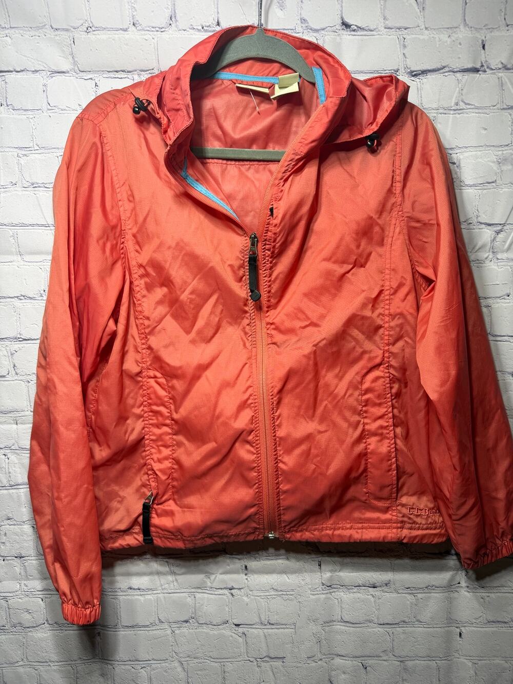 L.L.Bean Womens Hooded Lightweight Windbreaker Rain Jacket Pink Sz M